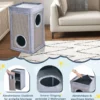 2-stöckiges Katzenhaus mit versteckter Höhle abnehmbarem Kissen Sisal Kratzunterlage & oberer Plattform mit Plüschstoffbezug Grau