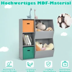 3 stöckiges Kinderregal mit 2 zusätzlichen Körben Aufbewahrungsregal mit 5 Fächern