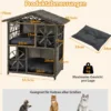 2-stöckiges Rattan-Katzenhaus mit Abnehmbaren Kissen Erhöhter Katzenschrank Katzenhöhle