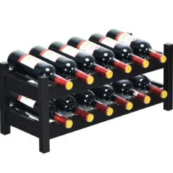 2 stöckiges Weinregal aus Bambus Flaschenständer Weinständerfür 12 Flaschen Flaschenregal Weinflaschenhalter Braun