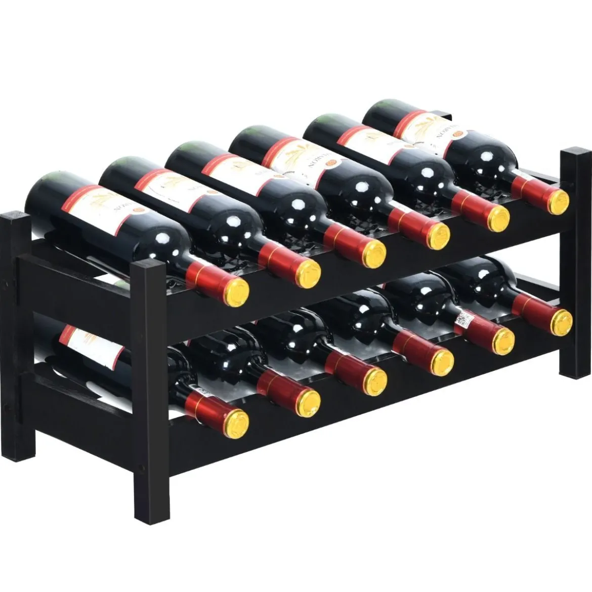 2 stöckiges Weinregal aus Bambus Flaschenständer Weinständerfür 12 Flaschen Flaschenregal Weinflaschenhalter Braun