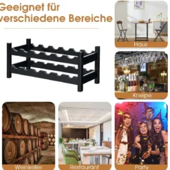 2 stöckiges Weinregal aus Bambus Flaschenständer Weinständerfür 12 Flaschen Flaschenregal Weinflaschenhalter Braun