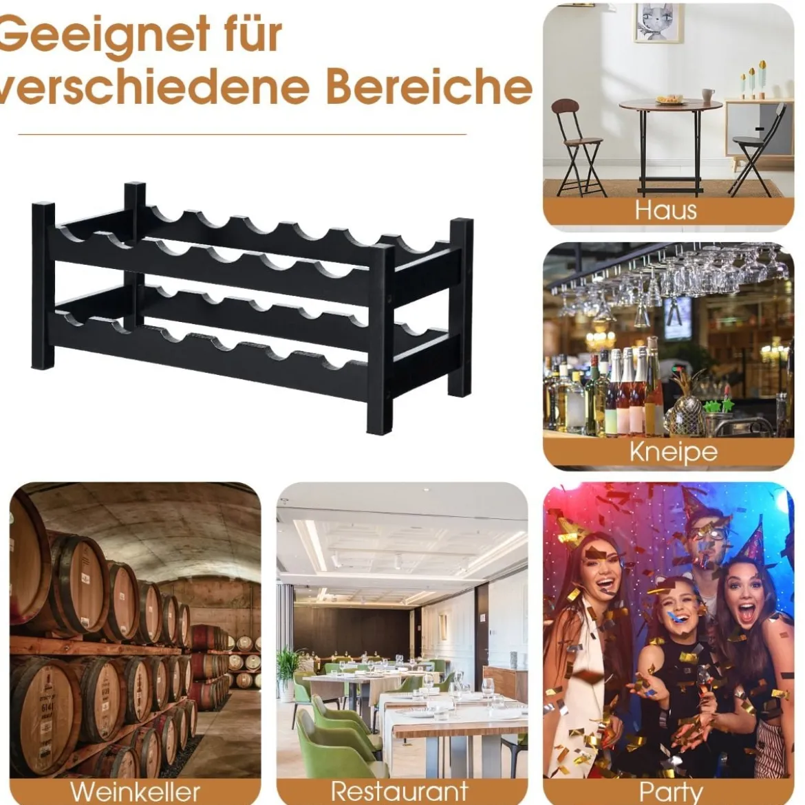 2 stöckiges Weinregal aus Bambus Flaschenständer Weinständerfür 12 Flaschen Flaschenregal Weinflaschenhalter Braun