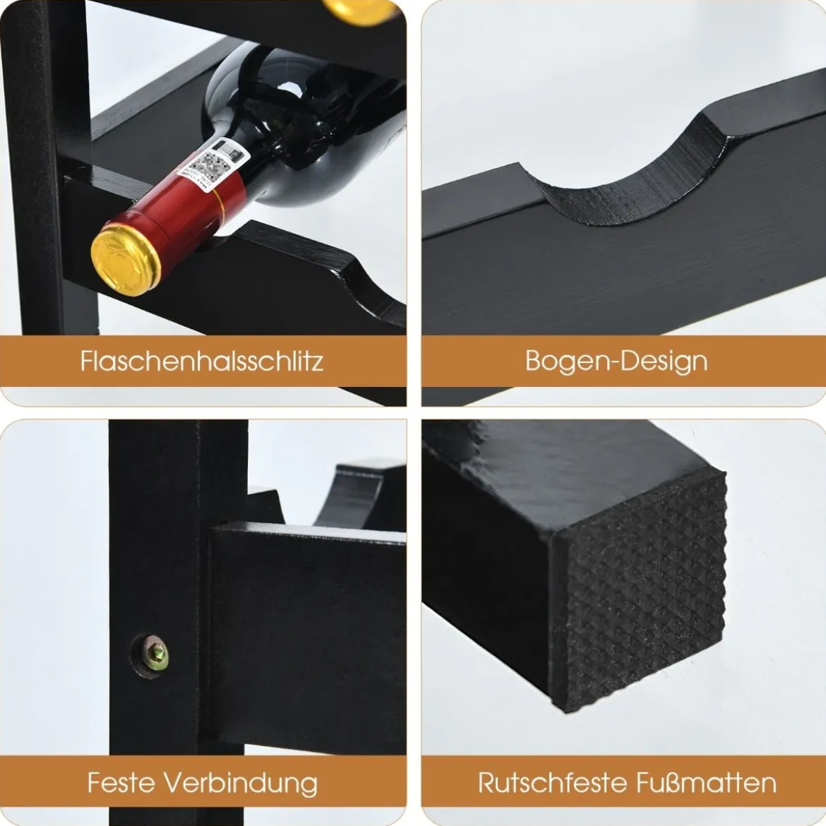 2 stöckiges Weinregal aus Bambus Flaschenständer Weinständerfür 12 Flaschen Flaschenregal Weinflaschenhalter Braun
