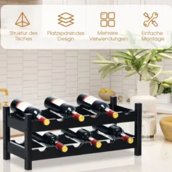 2 stöckiges Weinregal aus Bambus Flaschenständer Weinständerfür 12 Flaschen Flaschenregal Weinflaschenhalter Braun