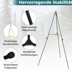 6 Stück Leichte Staffelei 166 cm Faltbare Leinwand Ständer mit Dreibein & Tragetaschen Metall