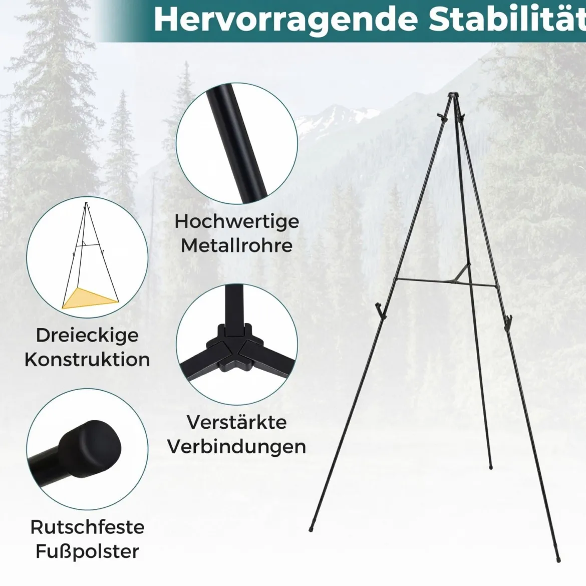 6 Stück Leichte Staffelei 166 cm Faltbare Leinwand Ständer mit Dreibein & Tragetaschen Metall