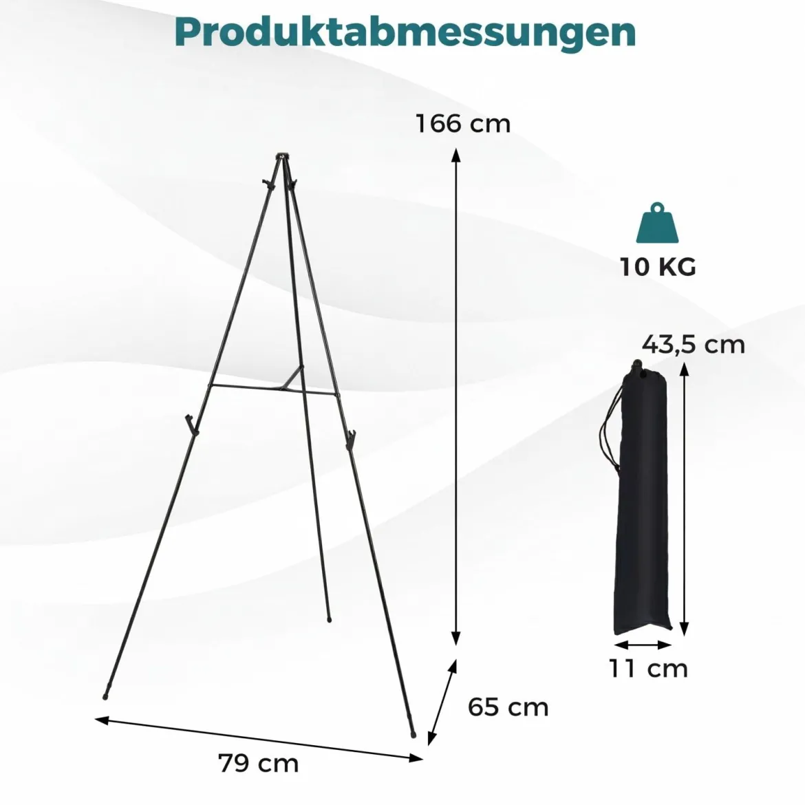 6 Stück Leichte Staffelei 166 cm Faltbare Leinwand Ständer mit Dreibein & Tragetaschen Metall