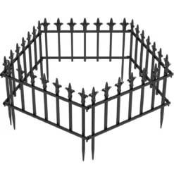 5 Stück Metall Steckzaun Dekorativer Gartenzaun aus Metall Rostfrei 56 x 44 cm Schwarz