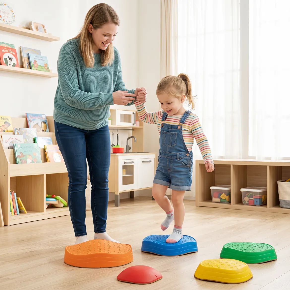 5 Stück Rutschfeste Balanciersteine für Kinder ab 3 Jahren im Krabben-Design Mehrfarbig