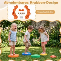 5 Stück Rutschfeste Balanciersteine für Kinder ab 3 Jahren im Krabben-Design Mehrfarbig