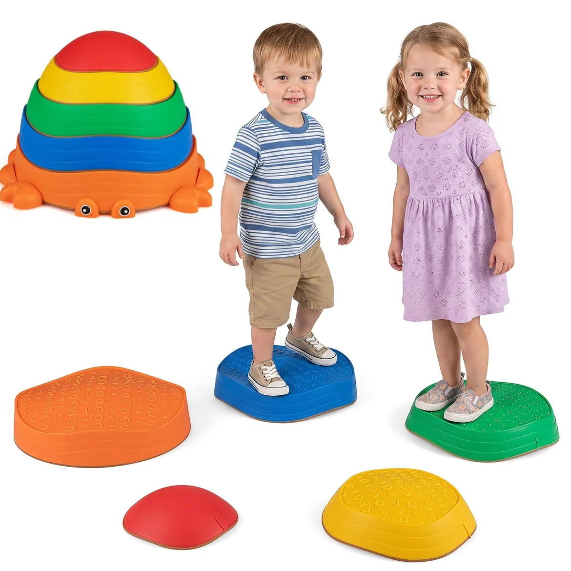 5 Stück Rutschfeste Balanciersteine für Kinder ab 3 Jahren im Krabben-Design Mehrfarbig
