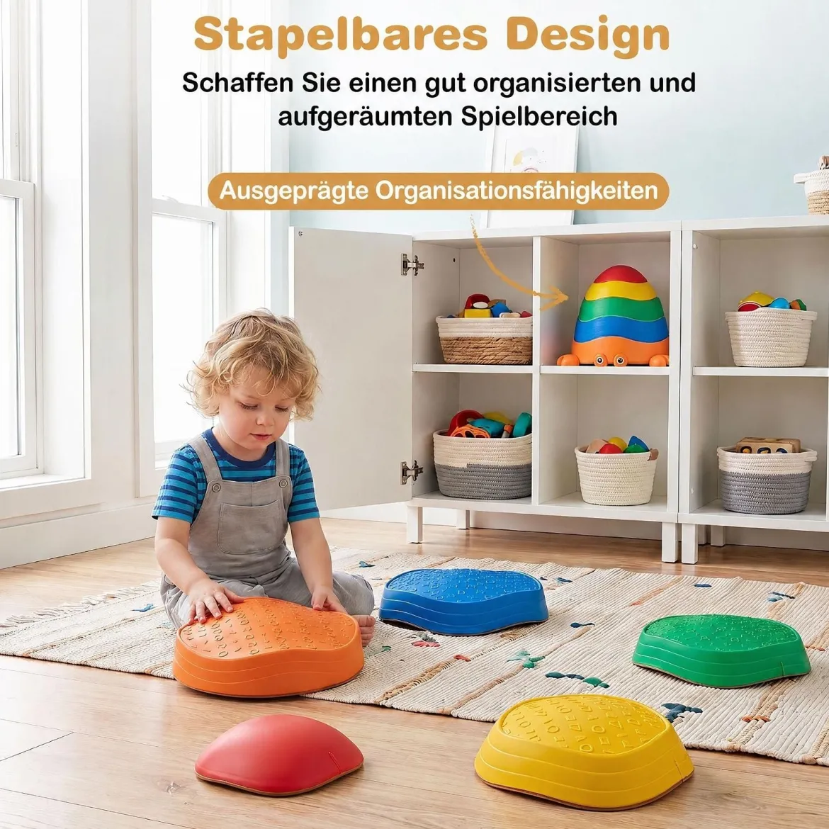 5 Stück Rutschfeste Balanciersteine für Kinder ab 3 Jahren im Krabben-Design Mehrfarbig