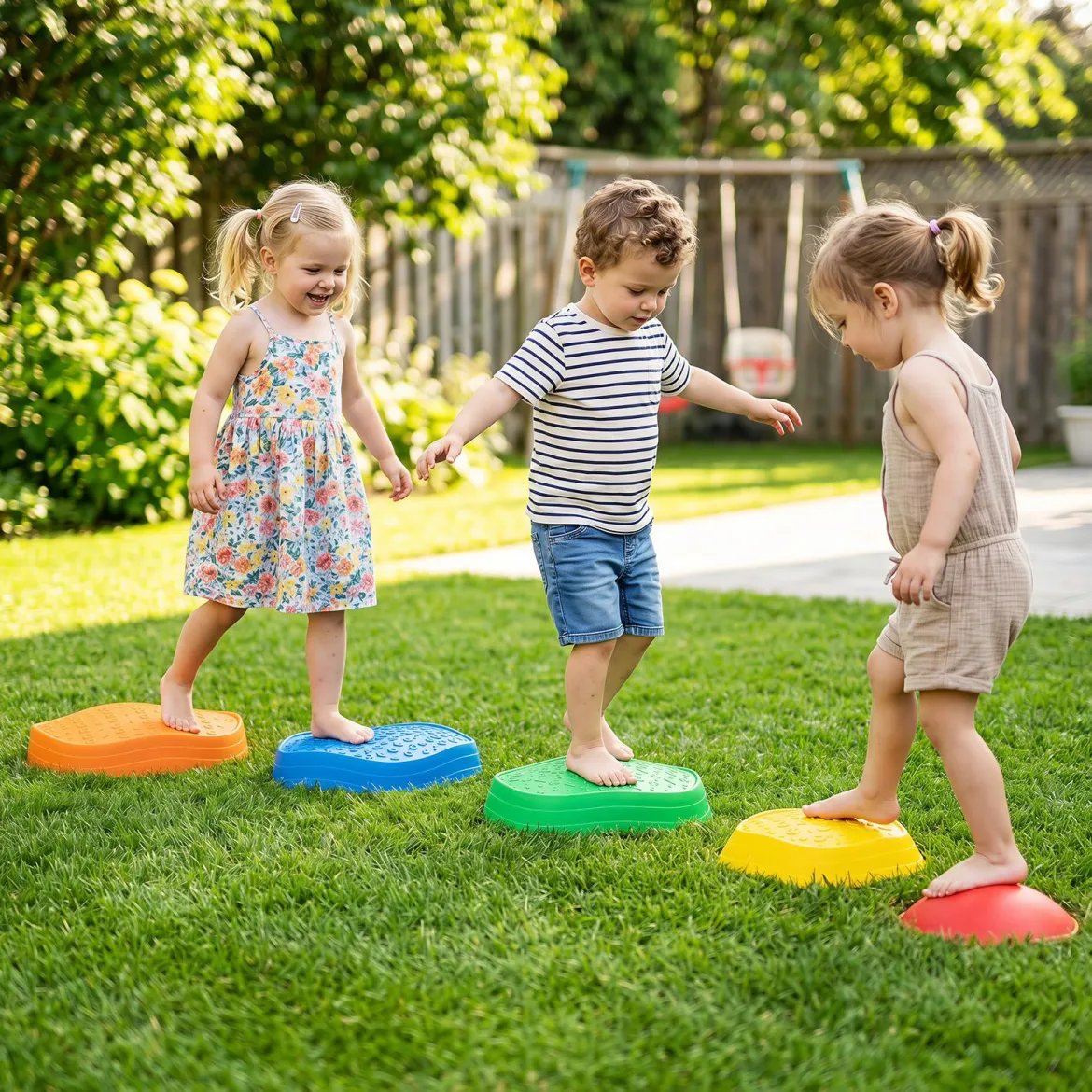 5 Stück Rutschfeste Balanciersteine für Kinder ab 3 Jahren im Krabben-Design Mehrfarbig