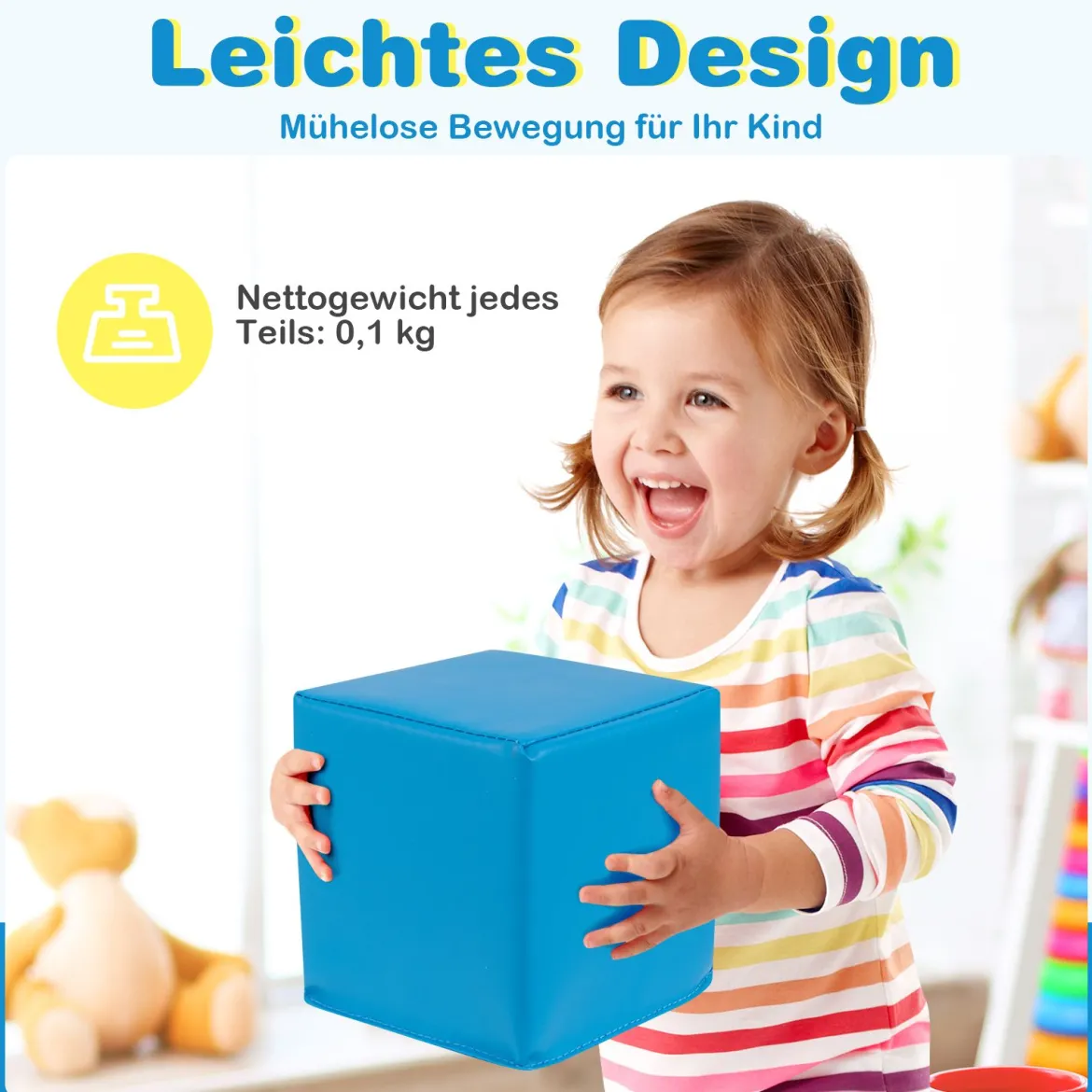 12 Stück Schaumstoff Bausteine Softbausteine Kletterbare Weiche Schaumstoffwürfel Hell Lila