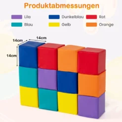 12 Stück Schaumstoff Bausteine Softbausteine Kletterbare Weiche Schaumstoffwürfel Bunt