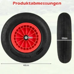 2 Stück 4.80/4.00-8 Schubkarrenreifen und Räder 40 cm Gummiräder mit 2 cm Lagern Schwarz