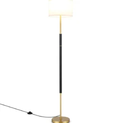 Stehlampe 165 cm Stehleuchte mit Leinen-Lampenschirm E27 Fassung & Fußschalter
