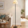 Stehlampe Dimmbar 159 cm Stehleuchte mit Stufenlos Einstellbare Helligkeit & Stoff-Lampenschirm Schwarz