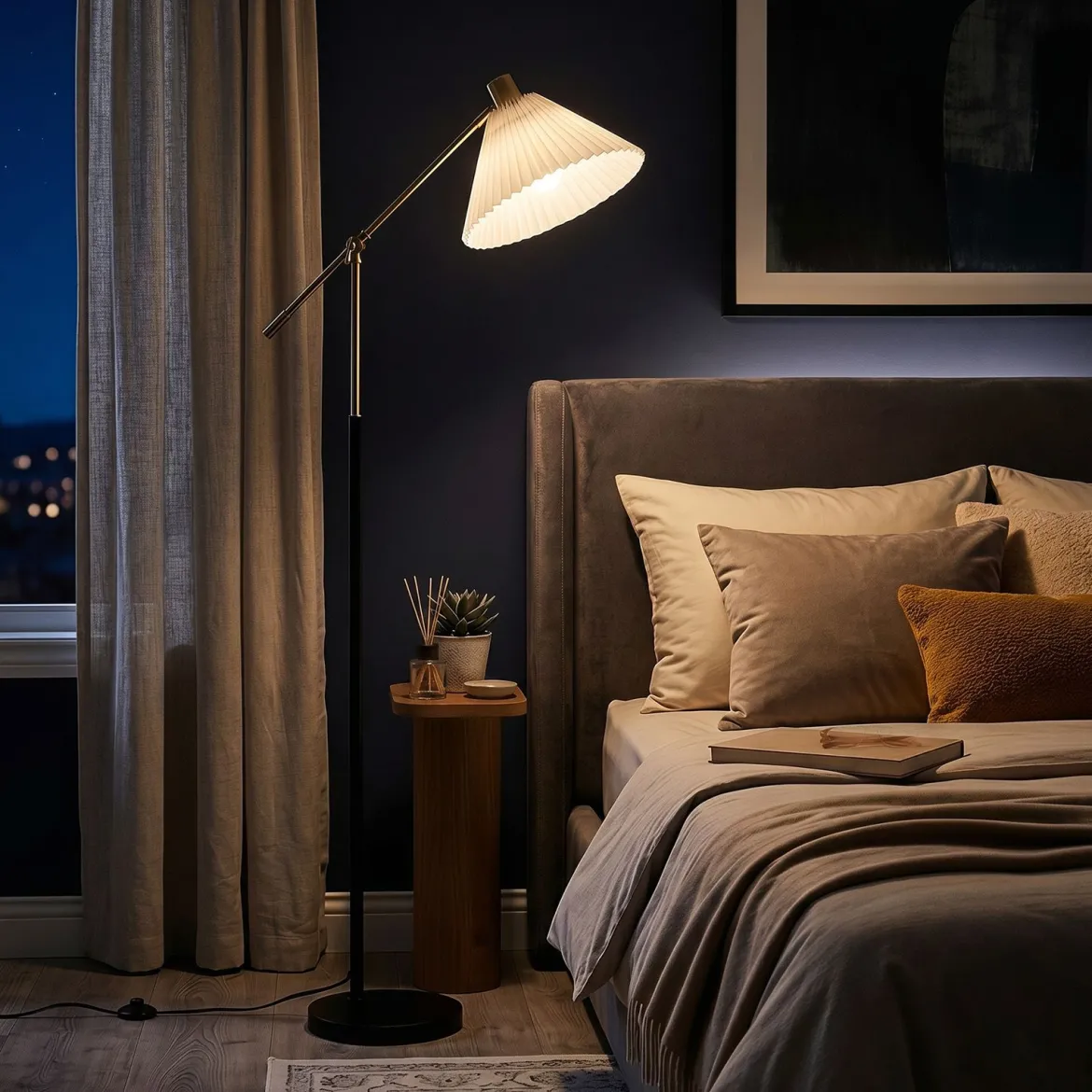 Stehlampe höhenverstellbar Standleuchte mit Einstellbarem Winkel 157 cm Golden