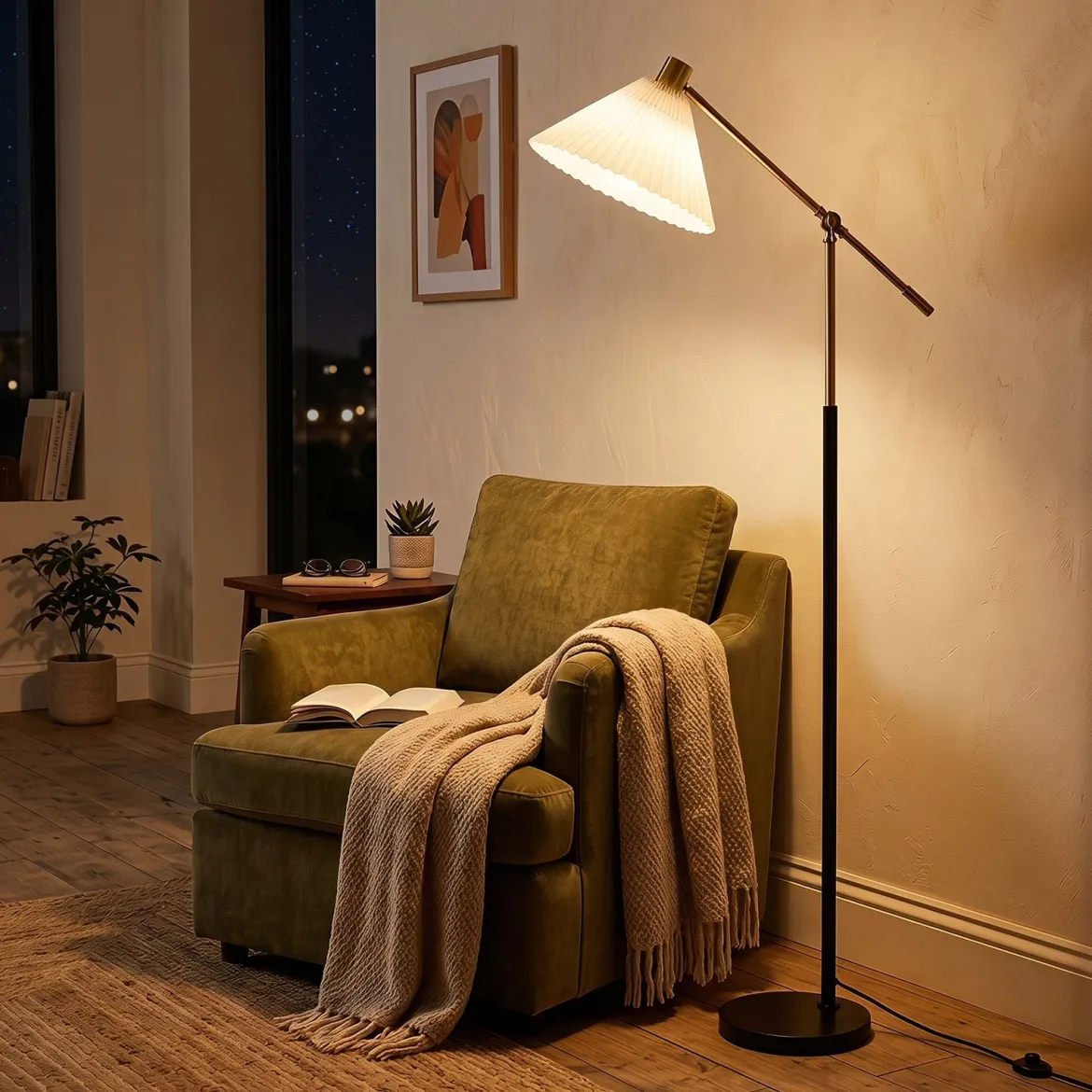 Stehlampe höhenverstellbar Standleuchte mit Einstellbarem Winkel 157 cm Golden