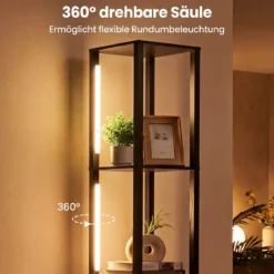 Stehlampe mit einstellbarer Helligkeit moderne Stehleuchte mit Beistelltisch 43,5 x 26,5 x 169 cm Schwarz