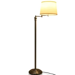 Stehlampe Standleuchte mit Basis & Lampenschirm zum Lesen 35,5 x 152 cm Beige+Silber