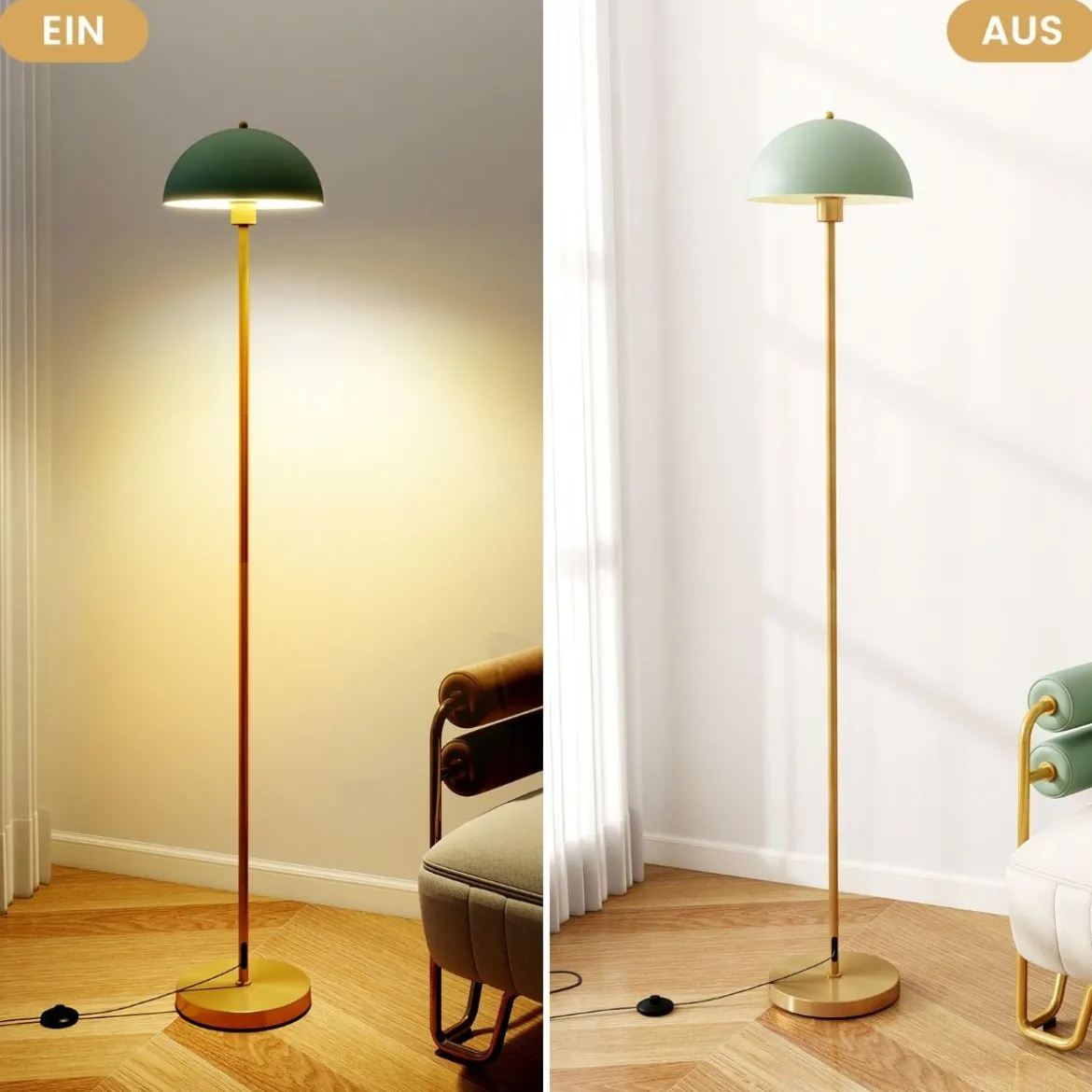 Stehleuchte Wohnzimmer 163cm E27 Fassung Stehlampe mit bruchsicherem Lampenschirm