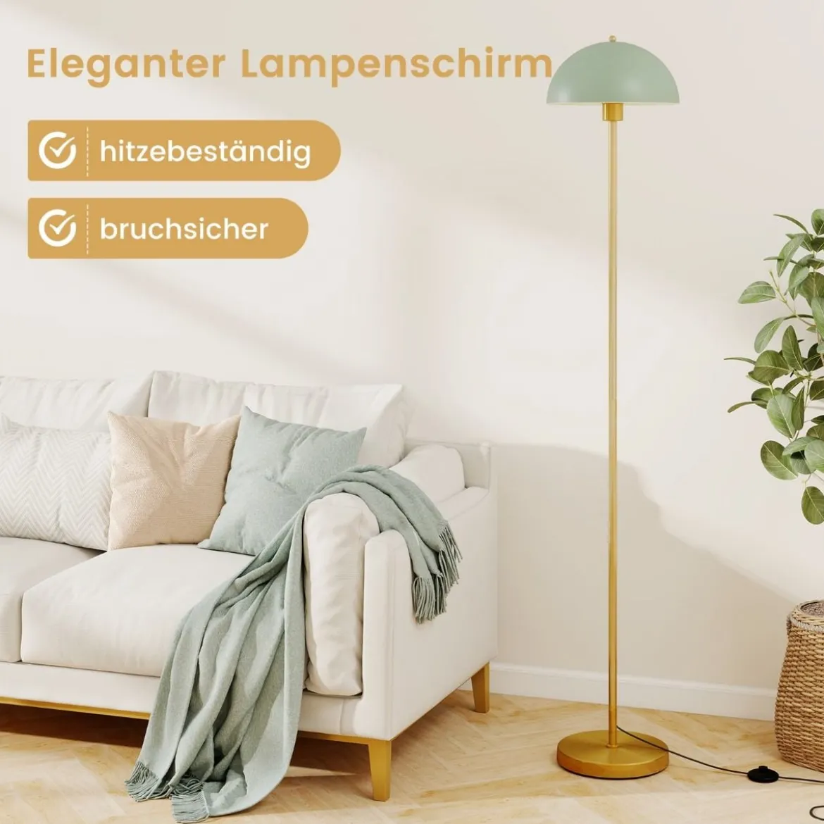 Stehleuchte Wohnzimmer 163cm E27 Fassung Stehlampe mit bruchsicherem Lampenschirm