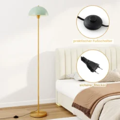 Stehleuchte Wohnzimmer 163cm E27 Fassung Stehlampe mit bruchsicherem Lampenschirm