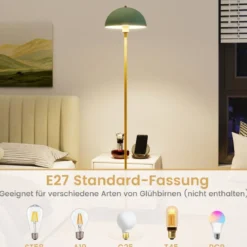 Stehleuchte Wohnzimmer 163cm E27 Fassung Stehlampe mit bruchsicherem Lampenschirm