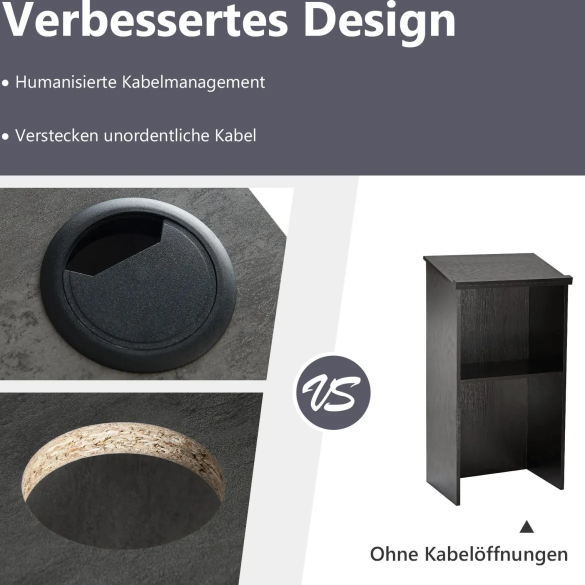 Stehpult Rednerpult mit Ablagefläche und Kabeldurchführungen Stehtisch Grau