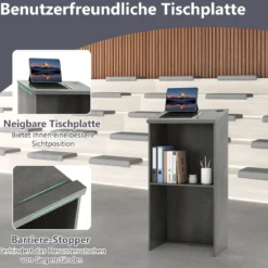 Stehpult Rednerpult mit Ablagefläche und Kabeldurchführungen Stehtisch Grau
