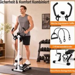 Stepper mit Lenker 2 Widerstandsbändern & Rutschfeste Standfläche 40 x 33 x 117 cm