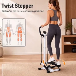 Stepper mit Lenker 2 Widerstandsbändern & Rutschfeste Standfläche 40 x 33 x 117 cm