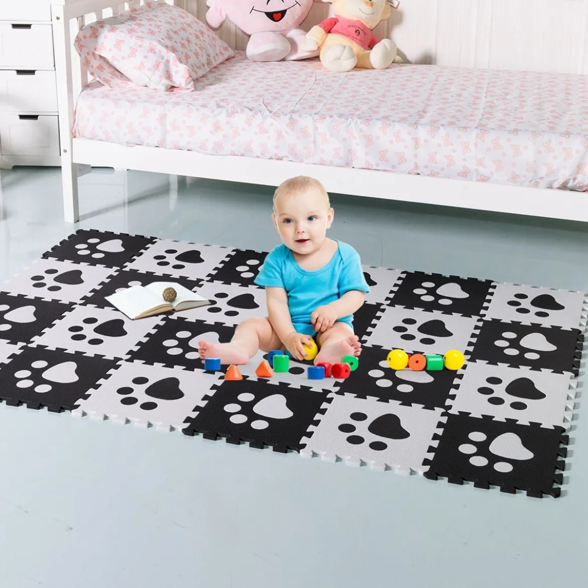 24 Stk Puzzlematten Puzzle Kinderteppich Spielteppich