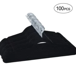 100Stk. Samt Kleiderbügel Rutschfester Samtbügel 45 x 23 x 0,5 cm Schwarz