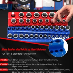 6 Stk. Steckschlüssel Halter magnetisch 1/2-Zoll-, 3/8-Zoll- und 1/4-Zoll Aufsteckschiene für Stecknüsse