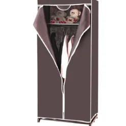 Stoff Kleiderschrank mit Kleiderstange & Ablage Stoffschrank Faltschrank Stoffkleiderschrank