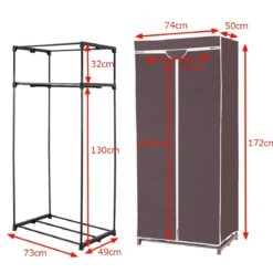 Stoff Kleiderschrank mit Kleiderstange & Ablage Stoffschrank Faltschrank Stoffkleiderschrank