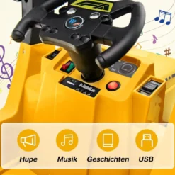 Straßenkehrer Elektrotruck für Kinder mit 2 Rotierenden Bürsten Gelb