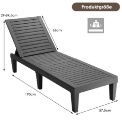 Strandschirm 175 cm Reisstroh Weiß + Beige + Sonnenliege mit Verstellbarer Rückenlehne Set Schwarz/Grau/Taupe