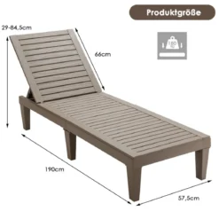 Strandschirm 175 cm Reisstroh Weiß + Beige + Sonnenliege mit Verstellbarer Rückenlehne Set Schwarz/Grau/Taupe
