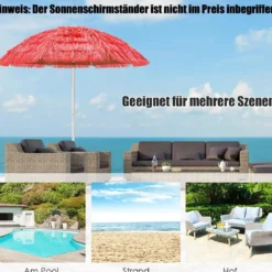 Strandschirm 175 cm Strandschirm Gartenschirm Neigbar Rot