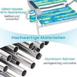 Strandstühle klappbar leicht 2er Set Campingstühle mit verstellbarer Rückenlehne Grün