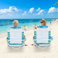 Strandstühle klappbar leicht 2er Set Campingstühle mit verstellbarer Rückenlehne Grün