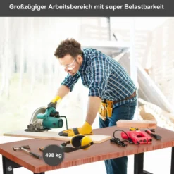 Strapazierfähiger Arbeitstisch aus Bambus verstellbare Werkbank 120 x 60 x 77-101 cm Braun