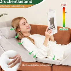 Stützkissen 6-Teiliges Orthopädisches Keilkissen-Set für Nacken 110 x 61 x 44 cm Grau