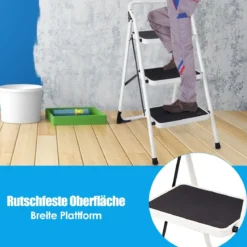 3 Stufen Klappleiter mit Praktischem Handgriff Belastbarkeit von 150kg