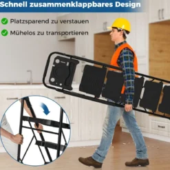 5 Stufen Leiter mit Werkzeugablag Klappbarer Trittleiter bis 150 kg Belastbar Klappleiter Stehleitern